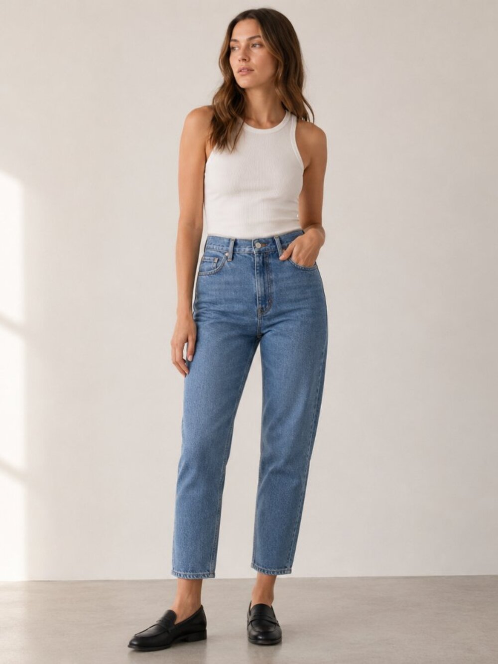 Everlane Curvy Cheeky Jean Size 31 Organic Cotton High Rise Straight Jeans